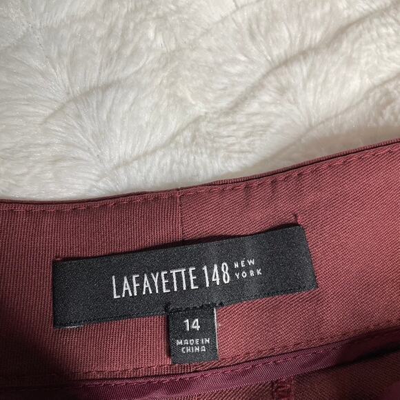 LAFAYETTE 148 Red Maroon Trousers Mens 14 Wool Blend Straight Leg‎ - Picture 3 of 8